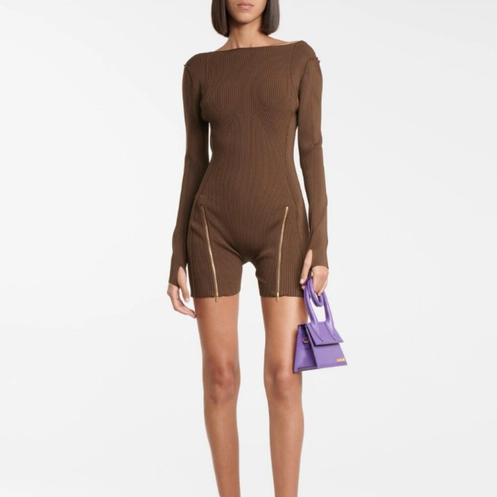 Jacquemus Le Body Yerù Ribbed-knit Bodysuit in Brown (Size 38)